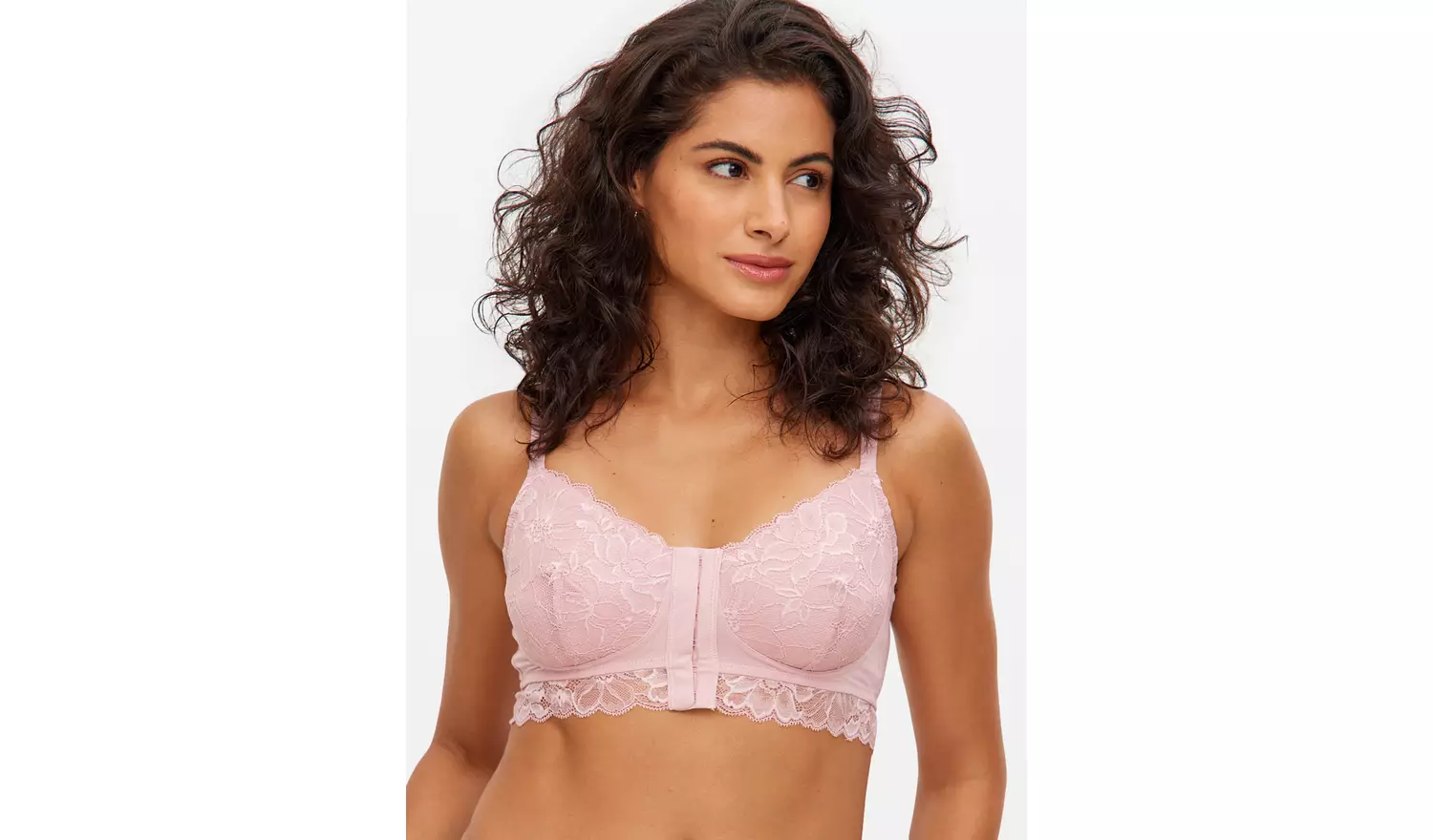 A-GG Pink Floral Lace Post Surgery Front Fastening Bra 36C