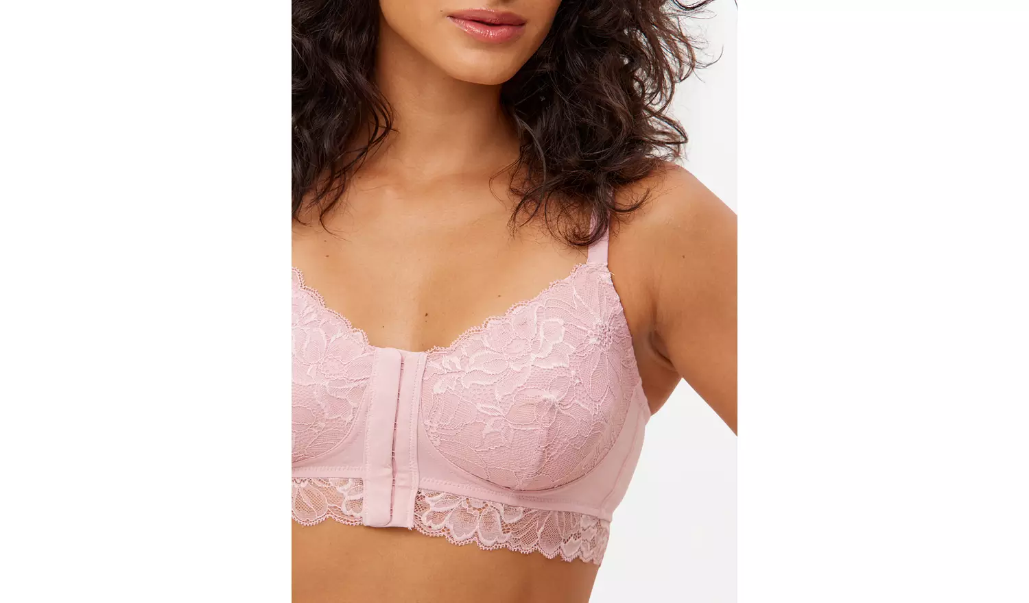 A-GG Pink Floral Lace Post Surgery Front Fastening Bra 42E