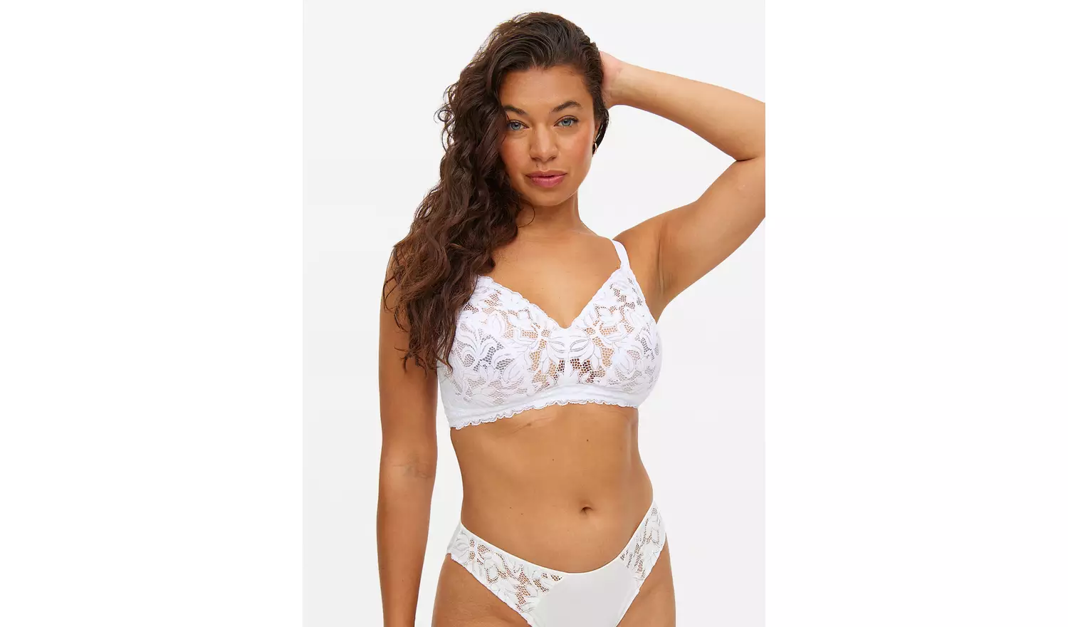 DD+ White Lace Non-Wired Bra 42G