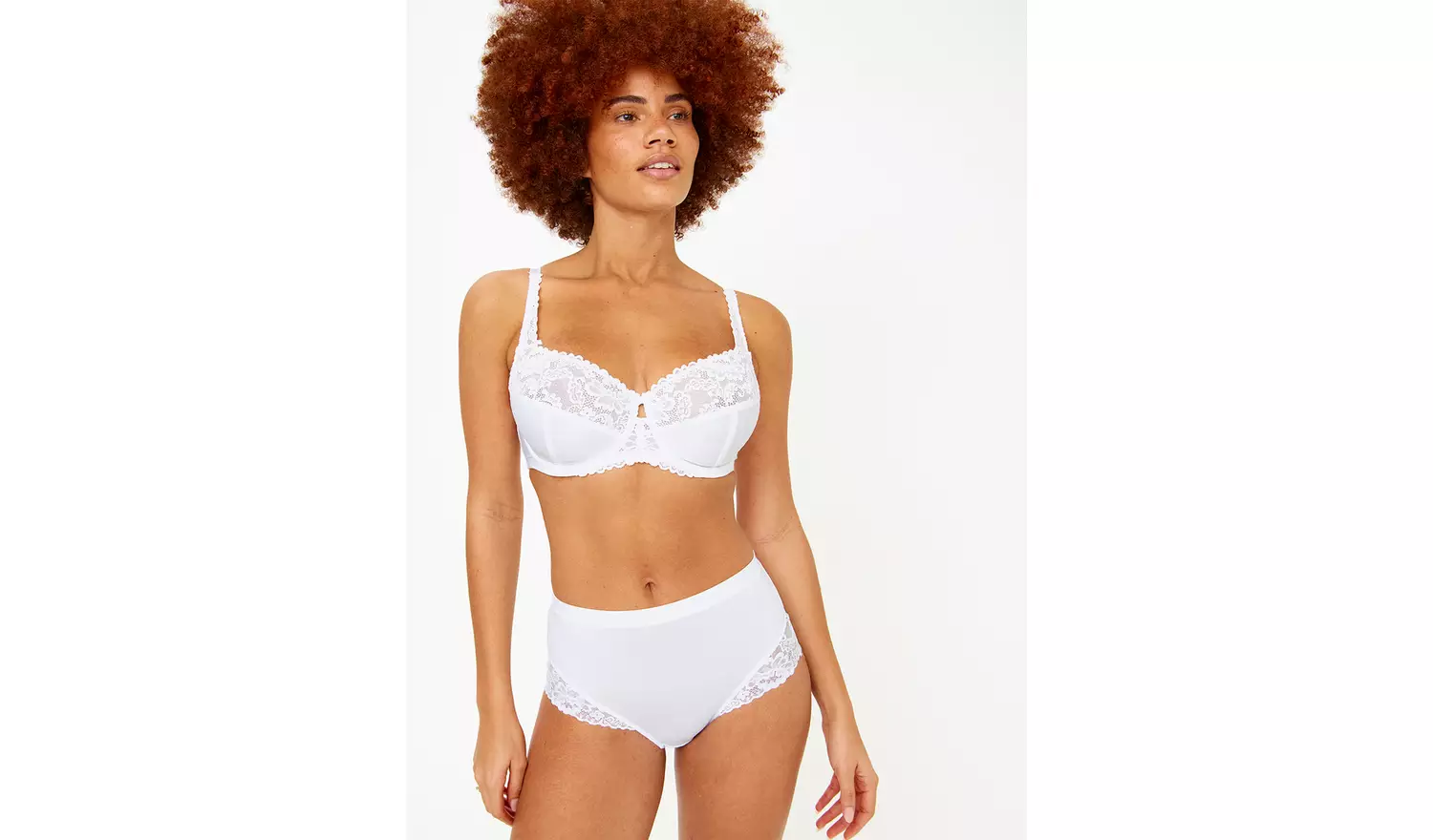 DD+ White Full Cup Lace Underwired Bra 34GG