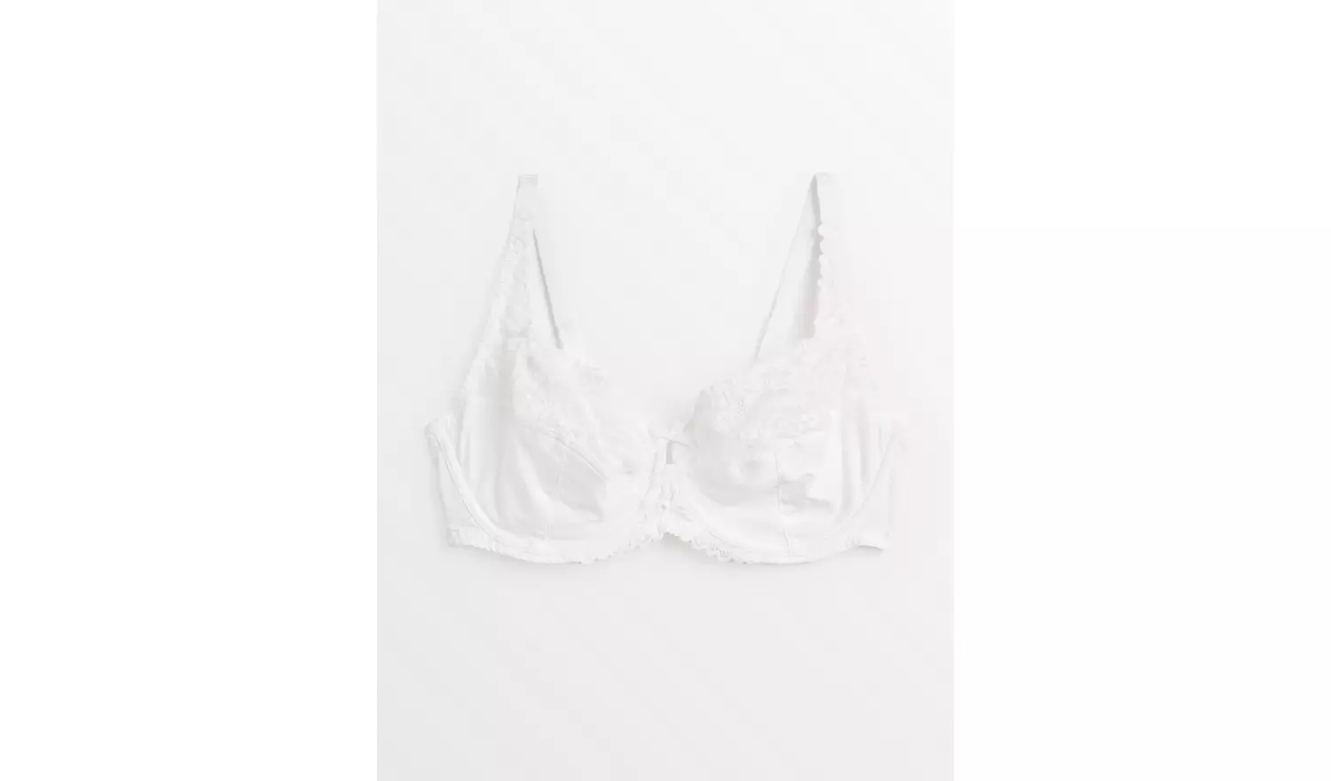 DD+ White Full Cup Lace Underwired Bra 34F