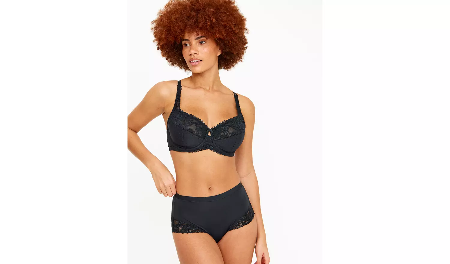 DD+ Black Floral Lace Underwired Bra 42GG