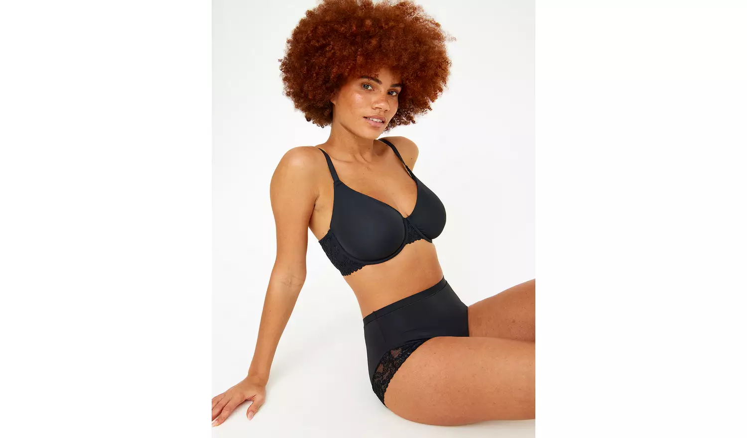 DD+ Black Dual Moulded Lace Padded Bra 38GG