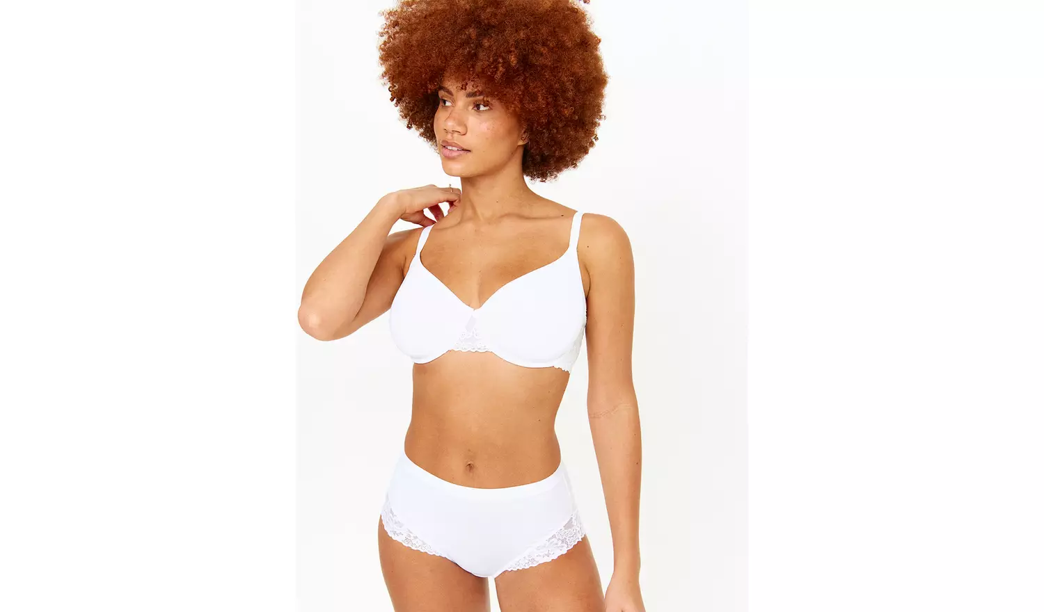 DD+ White Dual Moulded Lace Padded Bra 42E