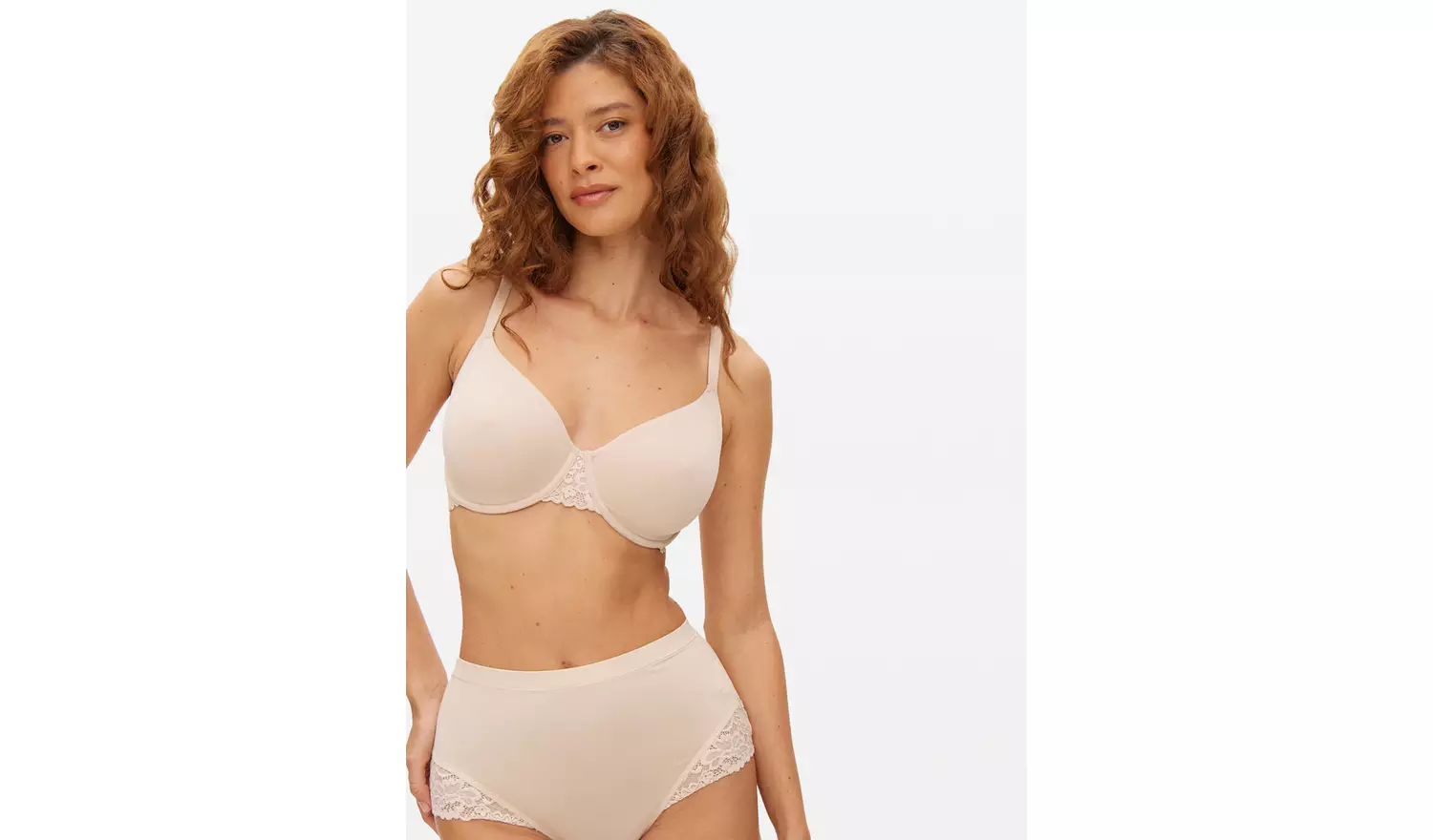 DD+ Beige Dual Moulded Lace Underwired Bra 38F