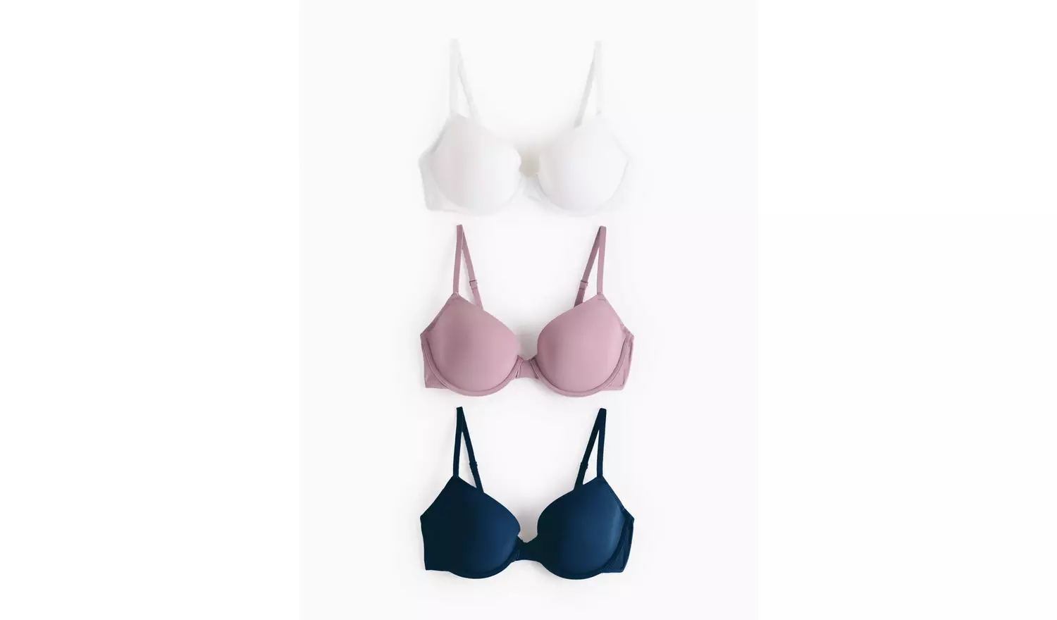 Plain Underwired Padded T-Shirt Bras 3 Pack 36D