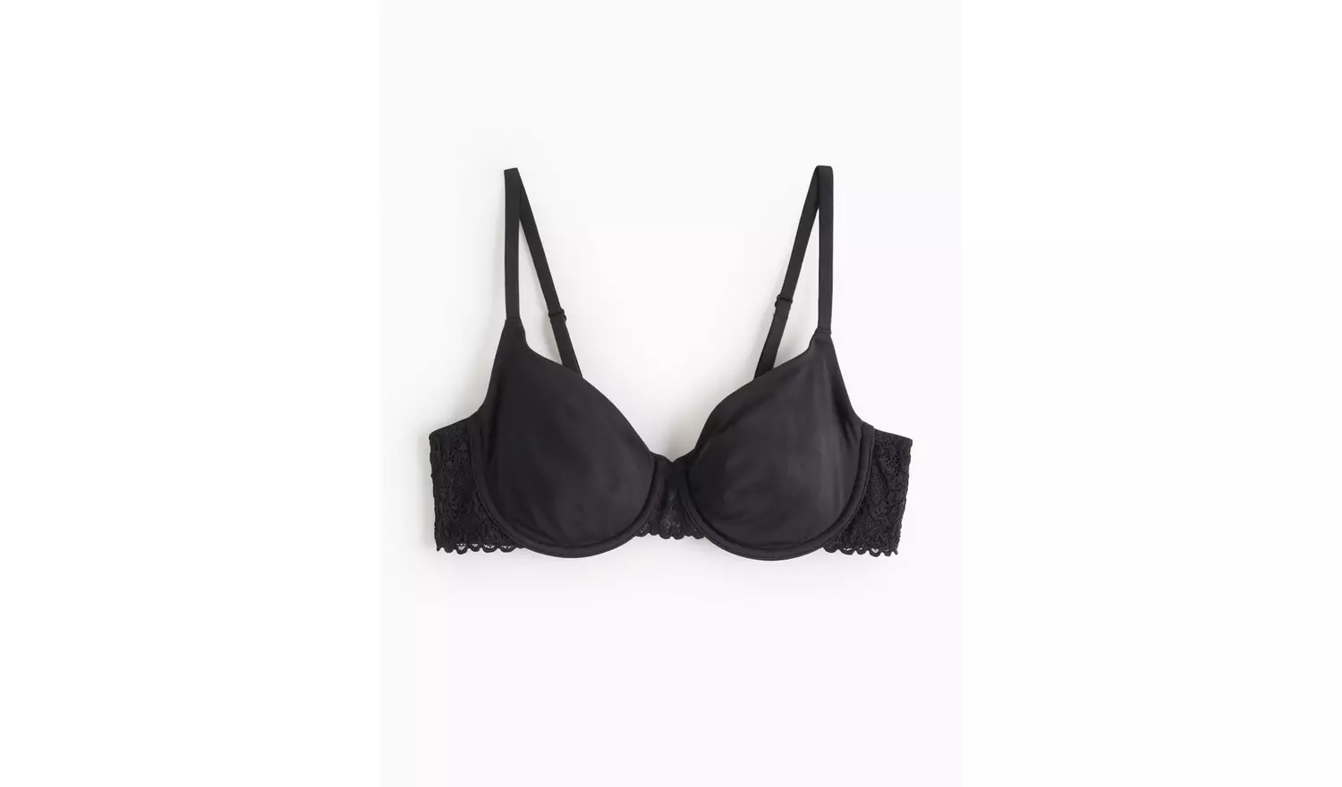 Black Dual Moulded Lace Underwired Bra 42C