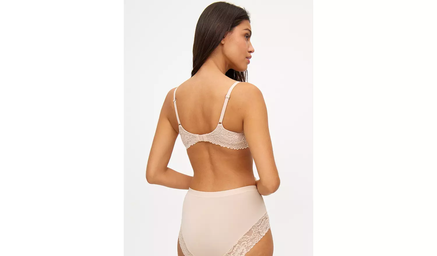 Beige Dual Moulded Lace Underwired Bra 32D