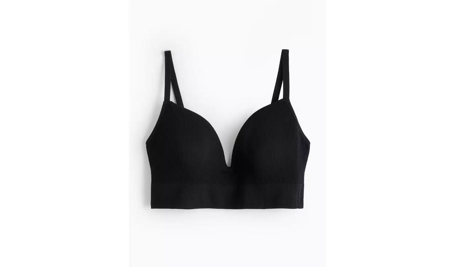 Black Ribbed Non-Wired Seamless Bra XL