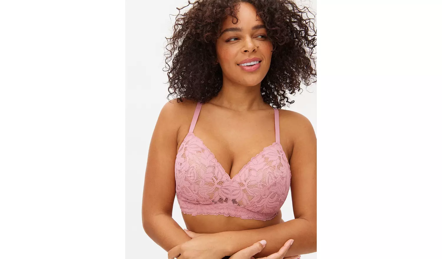 Pink Floral Lace Non Padded Bralette34G