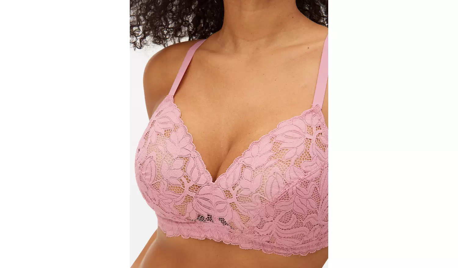 Pink Floral Lace Non Padded Bralette36GG