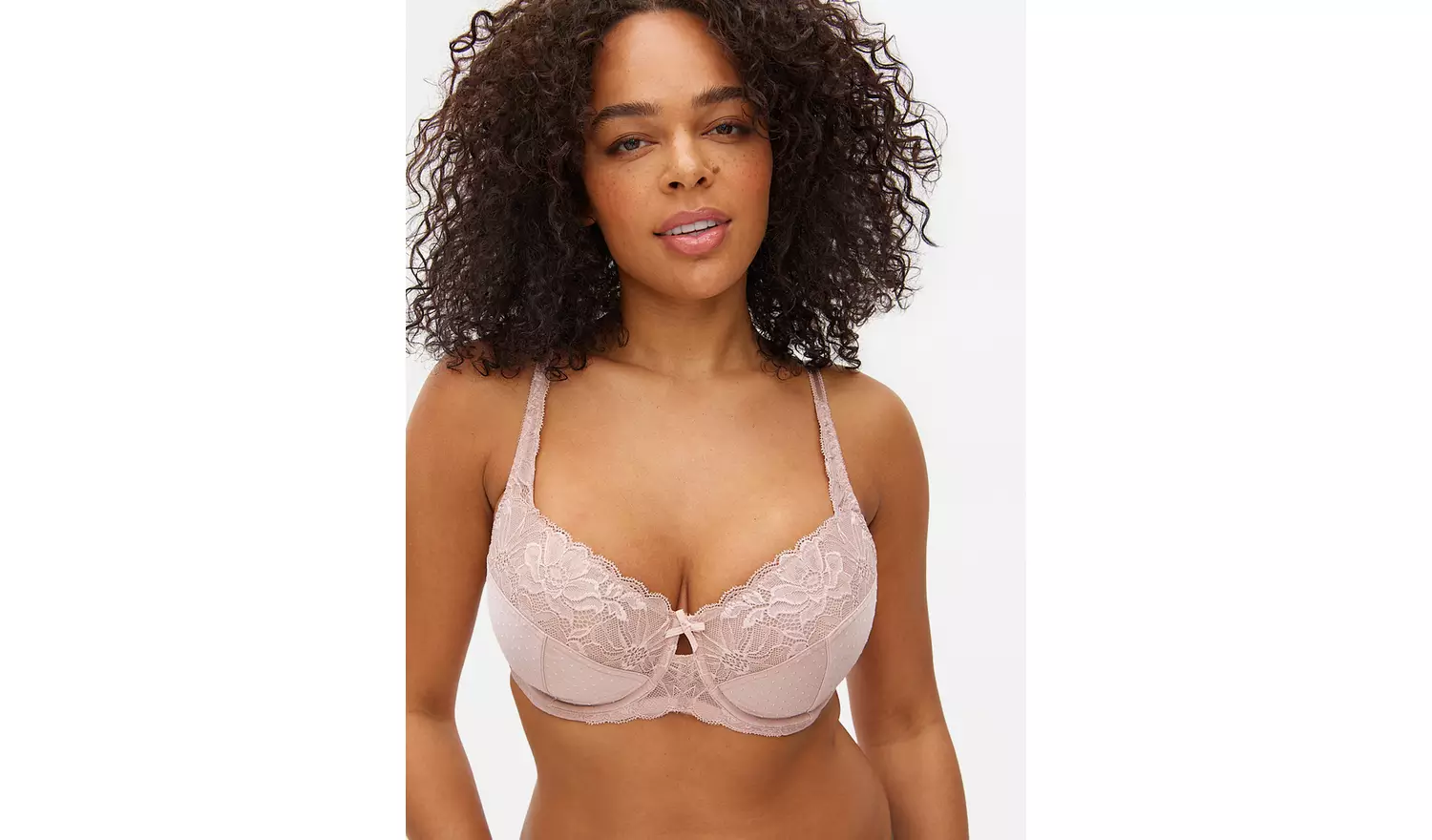 DD+ Mink Floral Lace Non-Padded Underwired Bra 38G