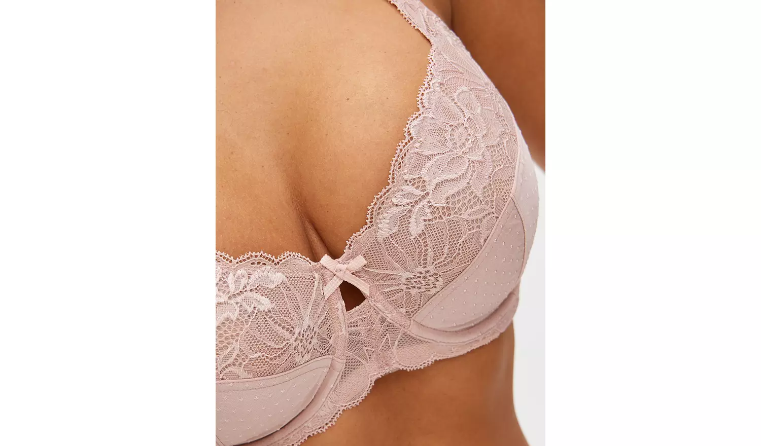 DD+ Mink Floral Lace Non-Padded Underwired Bra 34GG