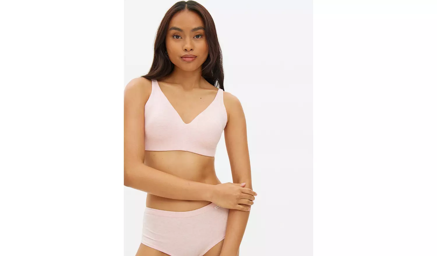 Cottonform™Pink Ribbed Plunge Bra 40D