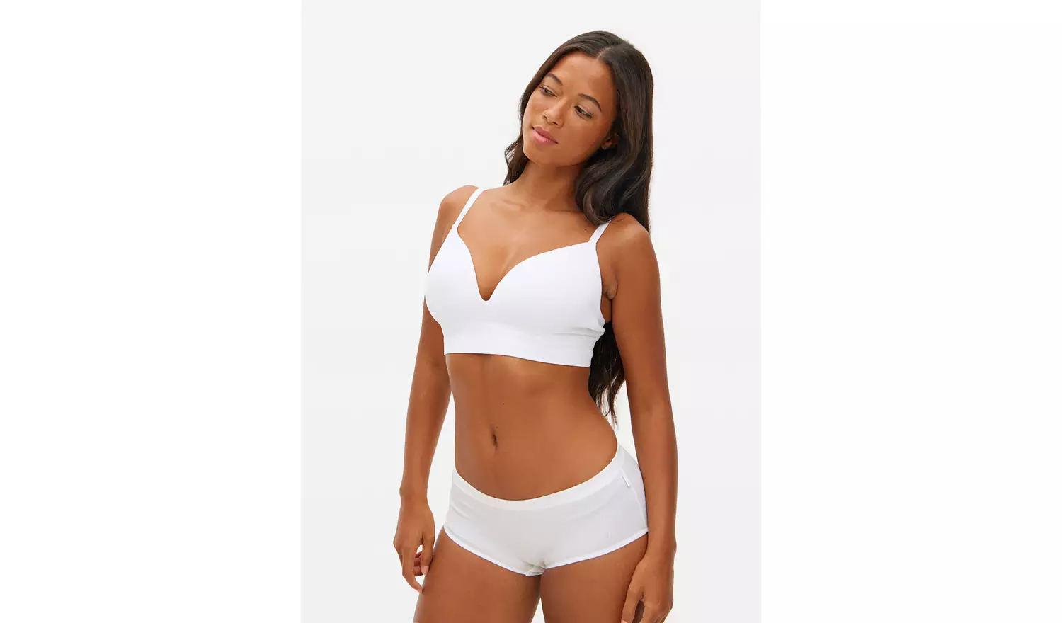 White Ribbed Non-Wired Seamless Bra XXL