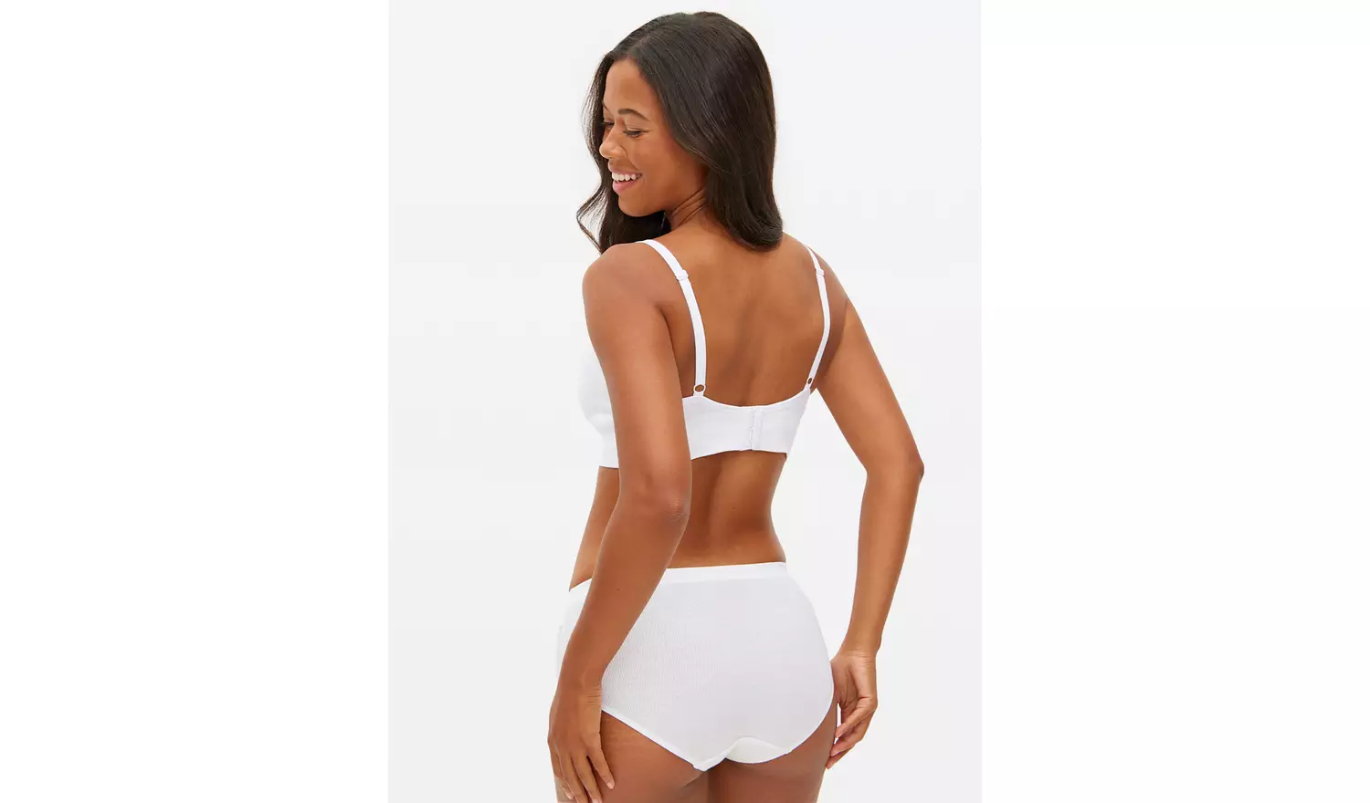 White Ribbed Non-Wired Seamless Bra S