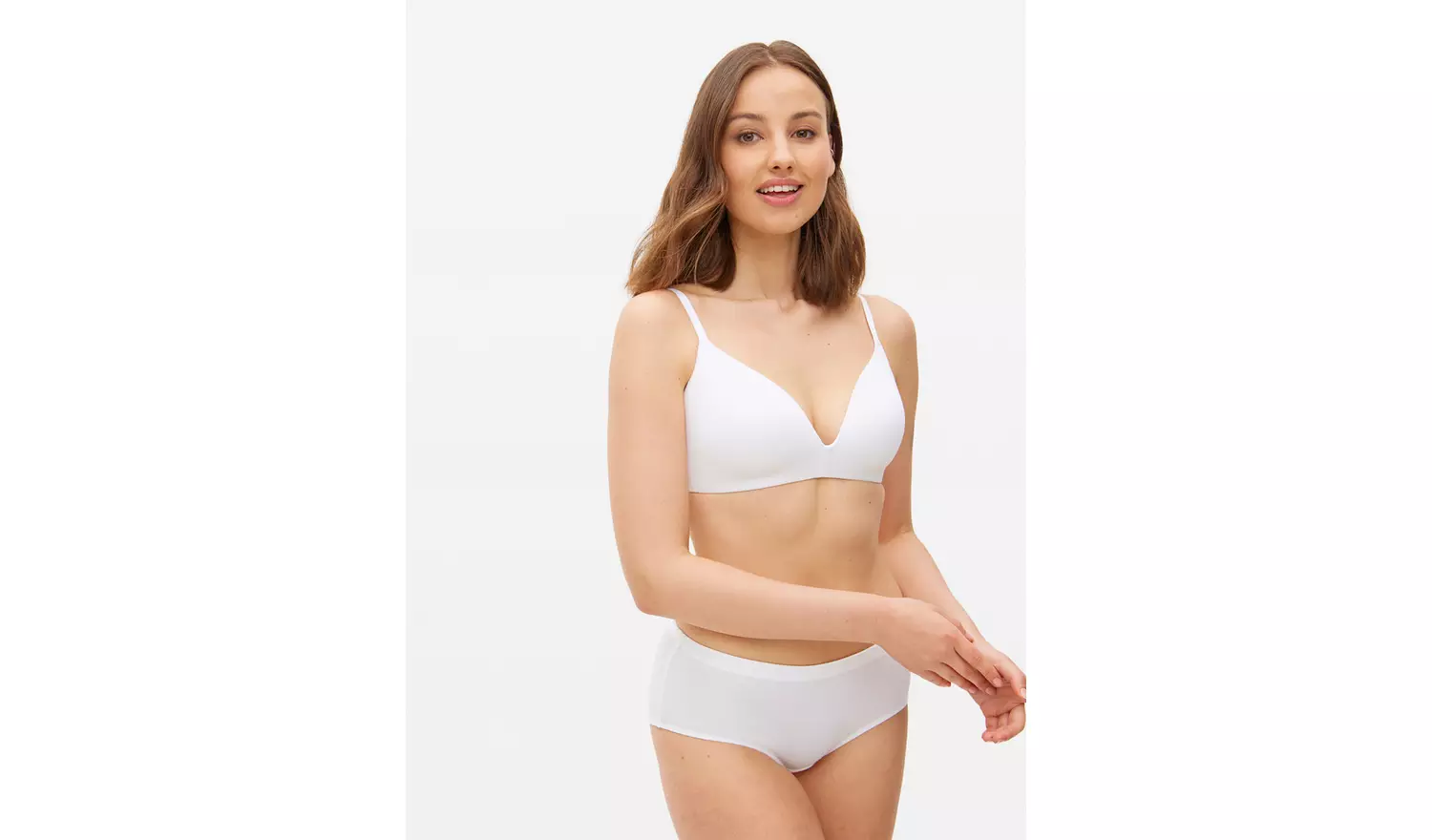Cottonform™ White Ribbed Bralette 38C