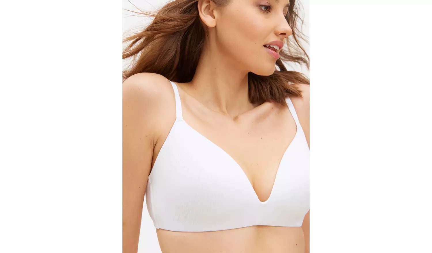 Cottonform™ White Ribbed Bralette 34DD
