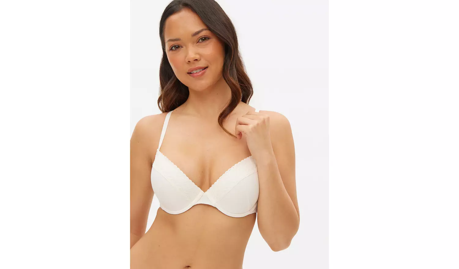 Ivory Lace Trim Underwired T-Shirt Bra 36C