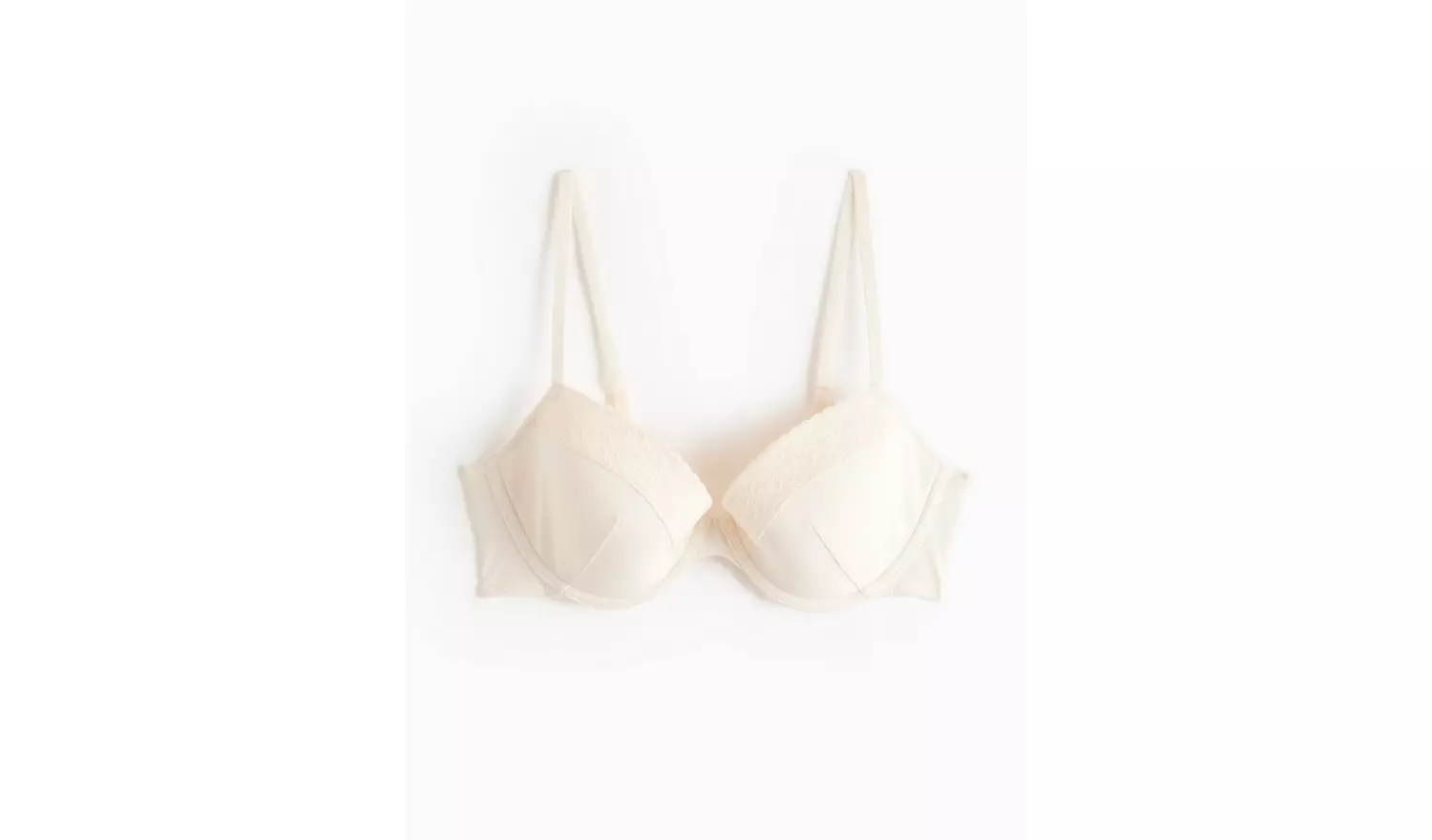 Ivory Lace Trim Underwired T-Shirt Bra 32B
