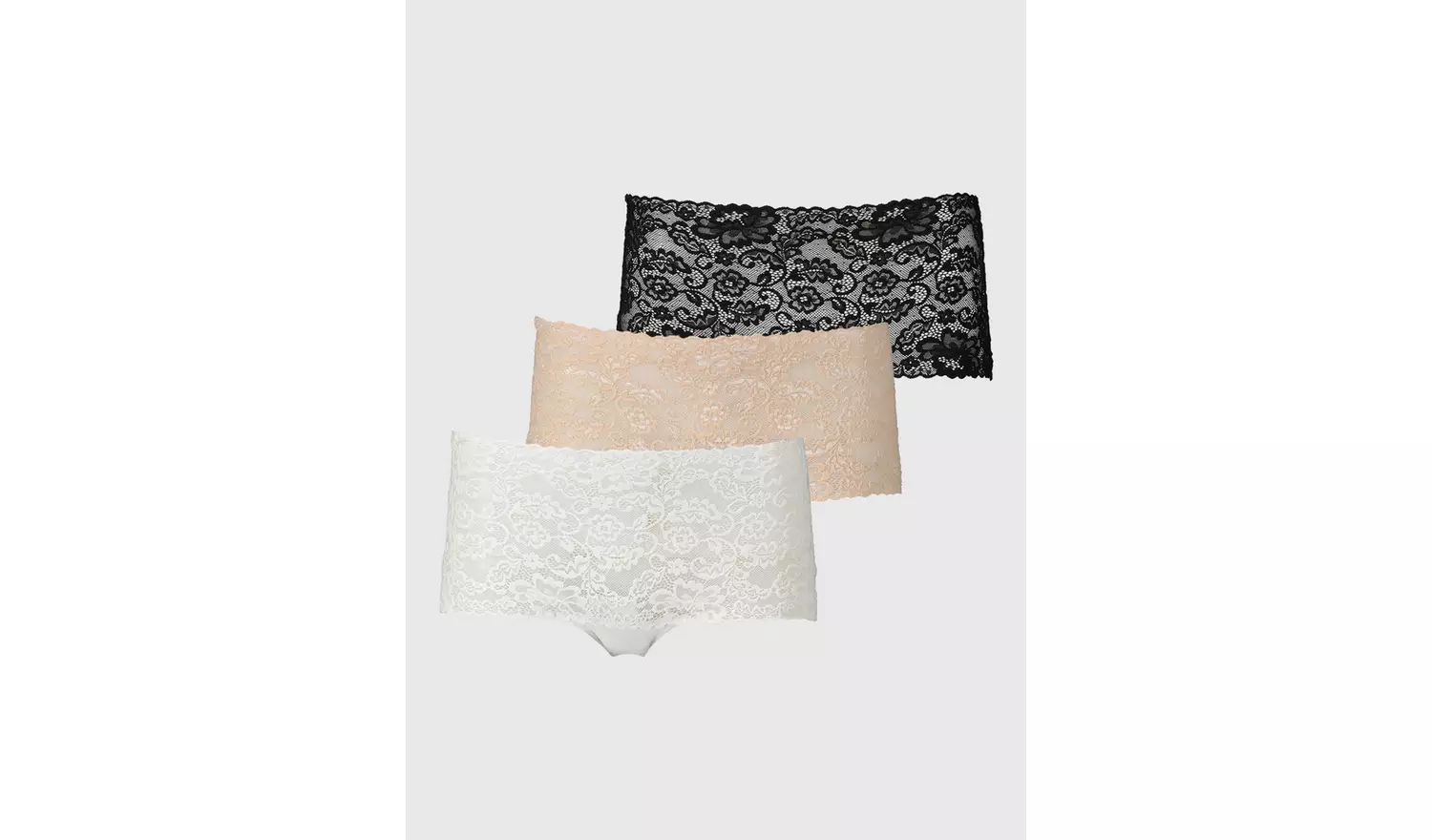 Nude, White & Black Galloon Lace Knickers 3 Pack - 6
