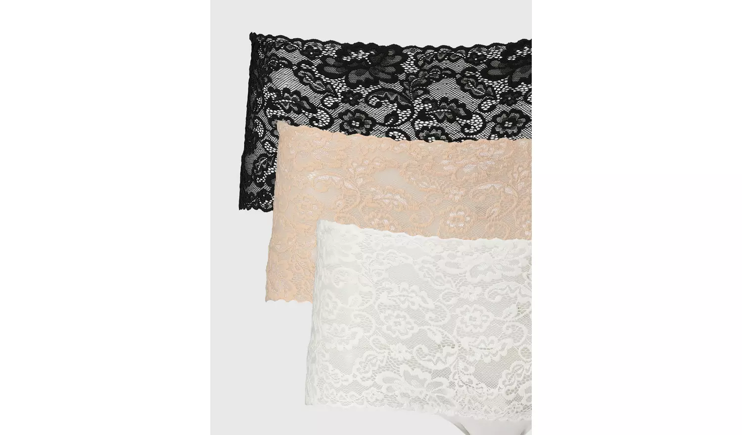 Nude, White & Black Galloon Lace Knickers 3 Pack - 6