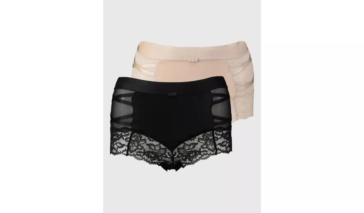 Black & Latte Nude Light Control Lace Knicker 2 pack - 16