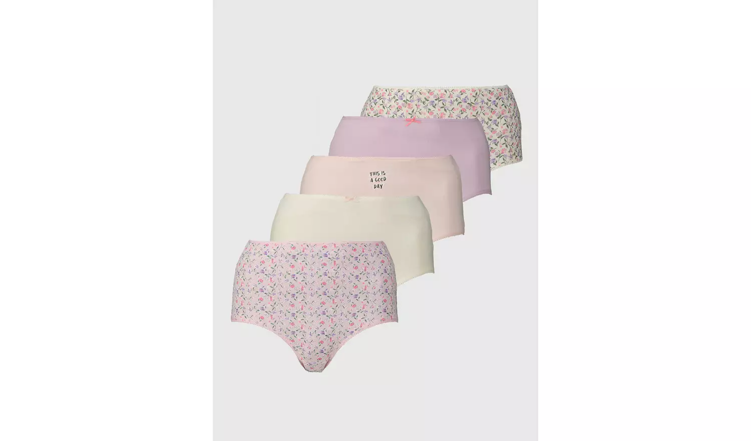Floral & Plain Full Knickers 5 Pack - 16