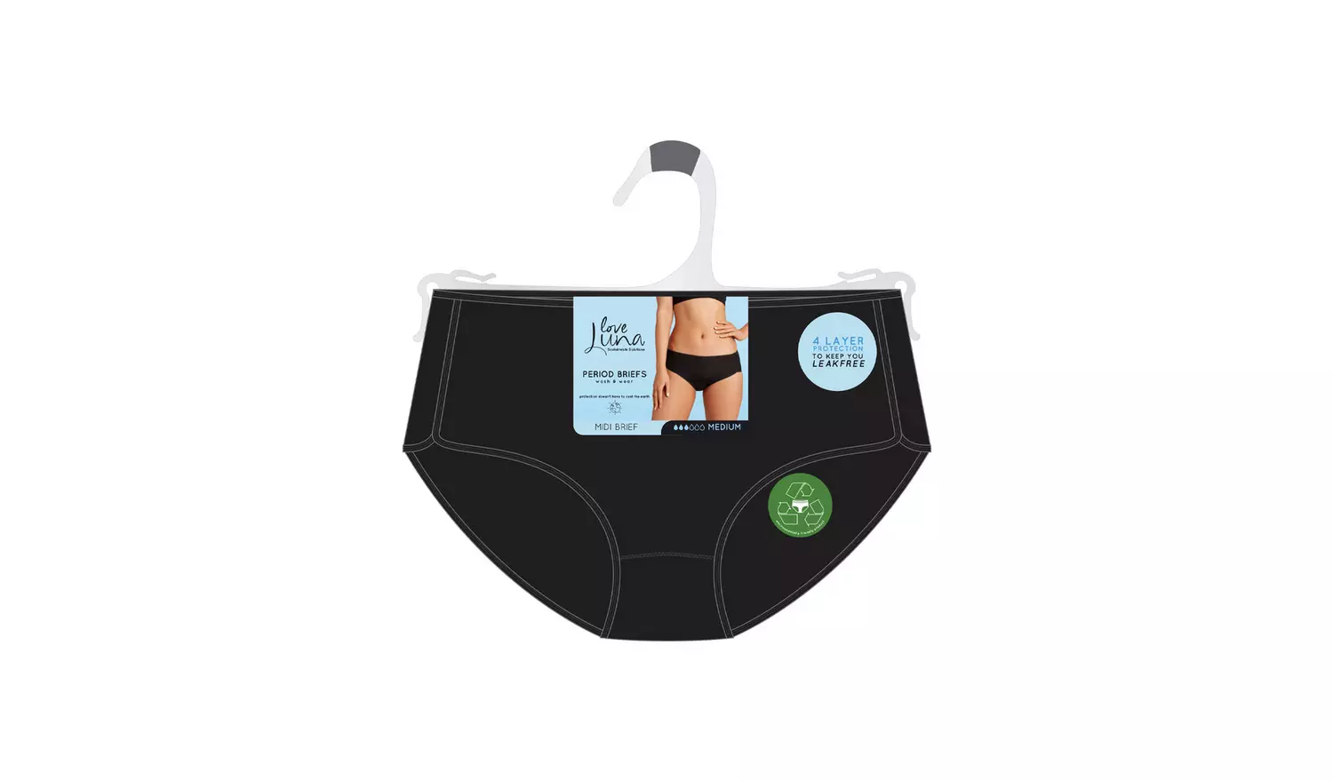 LOVE LUNA Black Period Midi Knickers 18-20