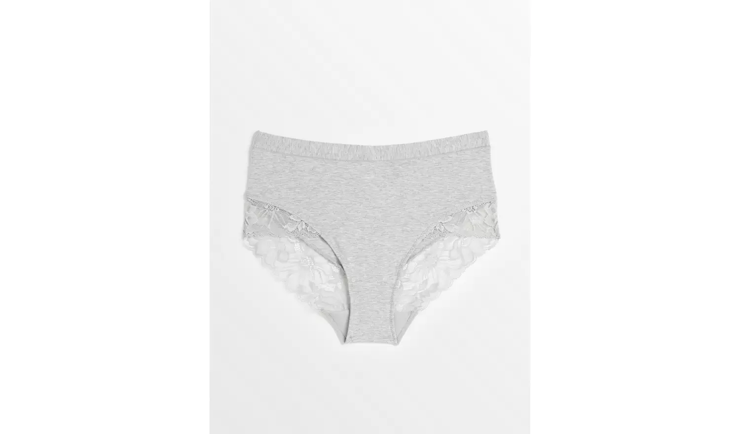 Grey Marl Floral Lace Full Knickers 12