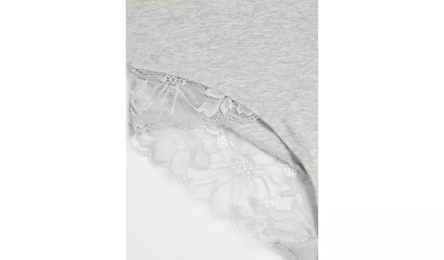 Grey Marl Floral Lace Full Knickers 12