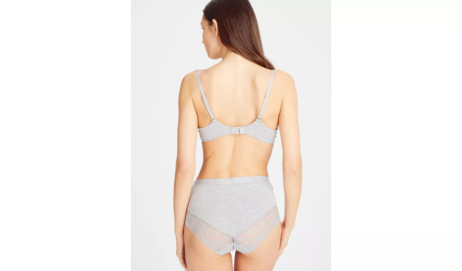 Grey Marl Floral Lace Full Knickers 20