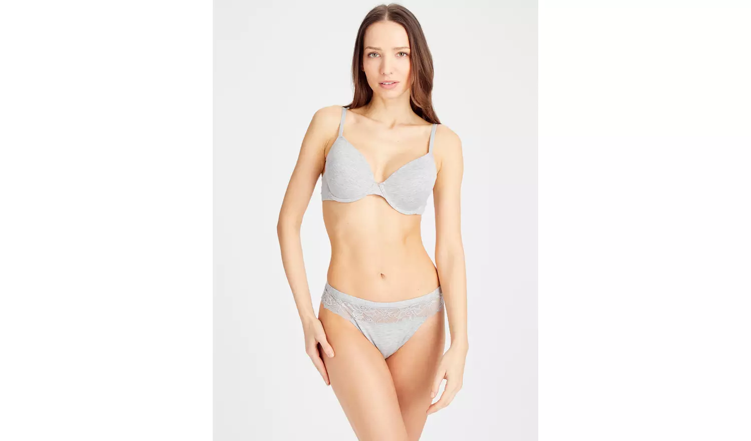 Grey Marl Lace High Leg Knickers 24