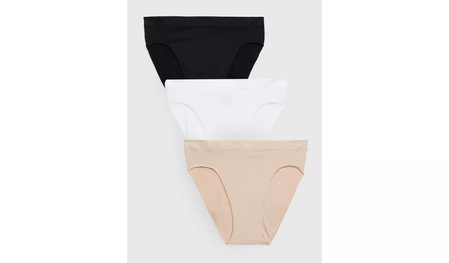 Plain Seamless High Leg Knickers 3 Pack M/L