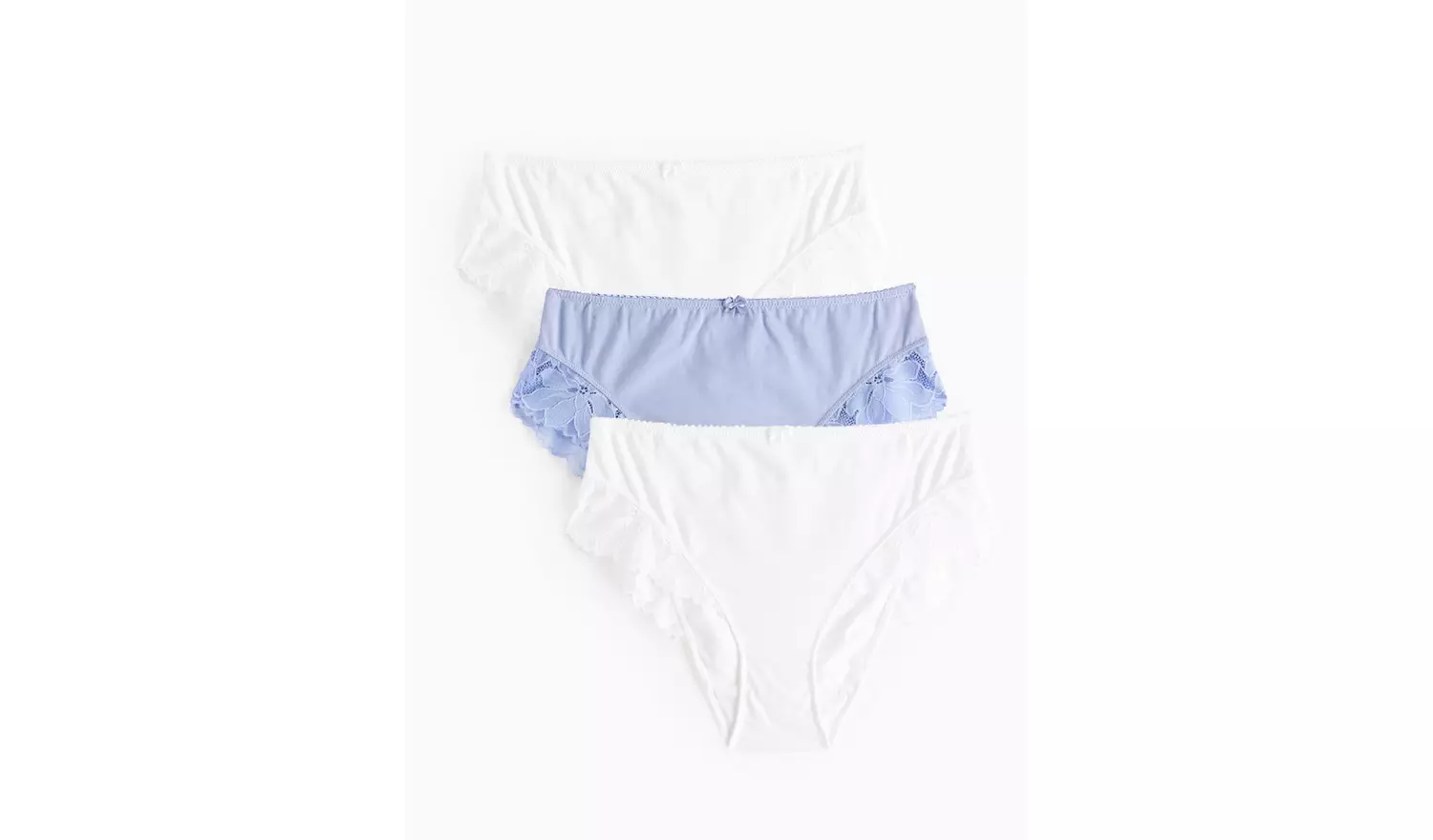 Cottonform™ White & Blue Lace Full Knickers 3 Pack 24