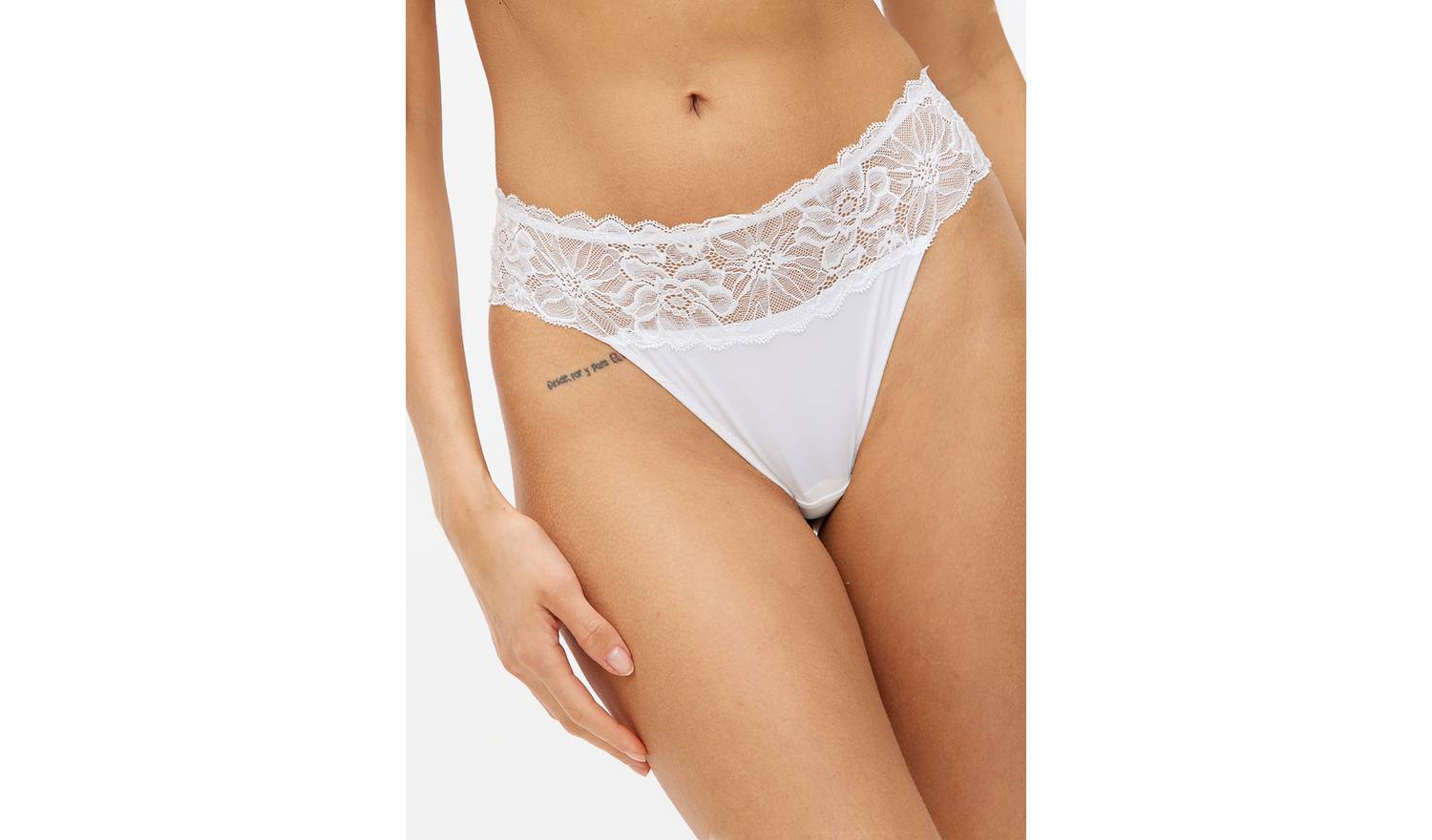 White Floral Lace Thong 10