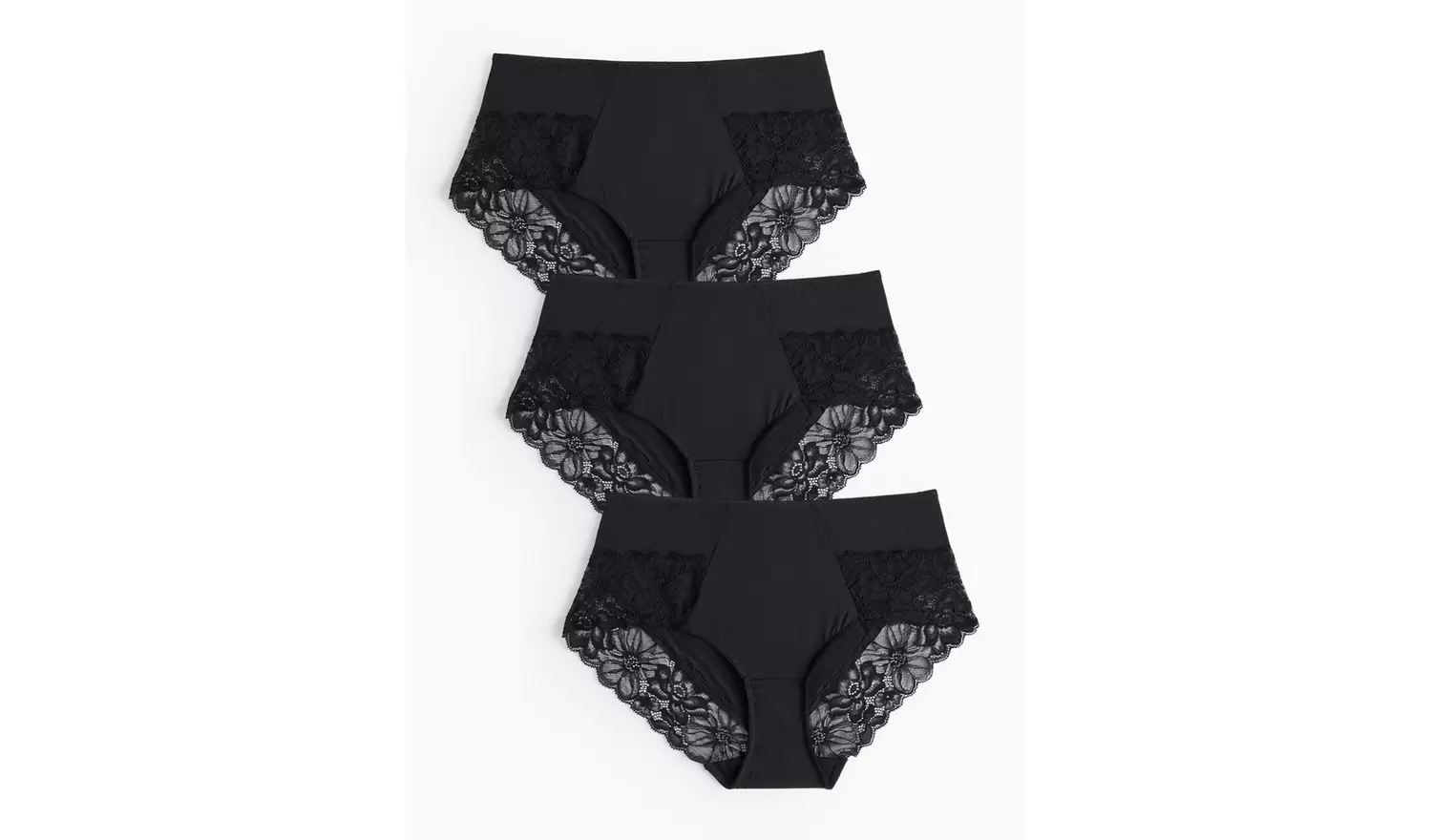 Black Floral Lace Midi Knickers 3 Pack 10