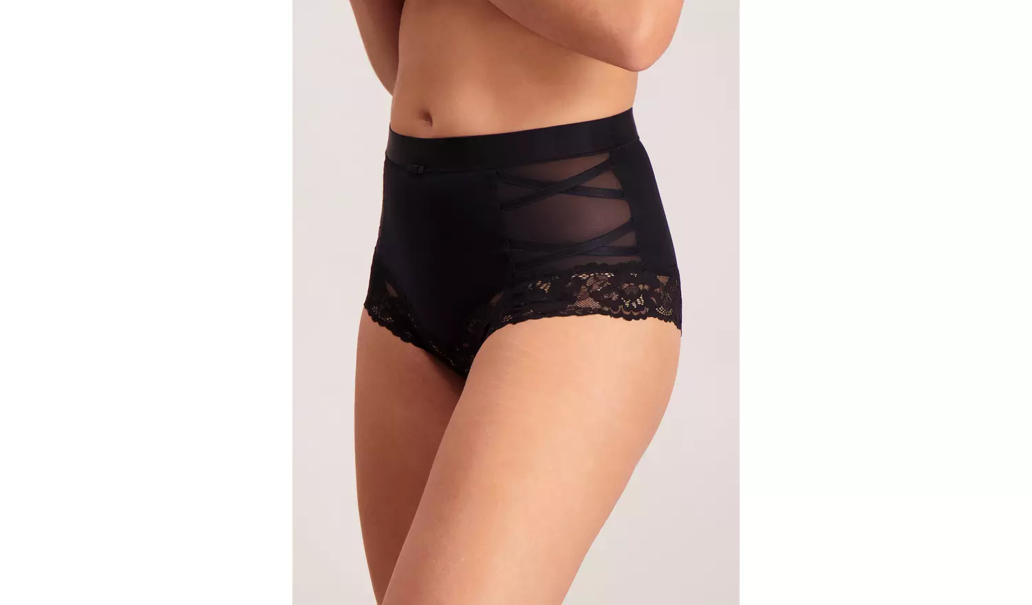 Secret Shaping Black & Latte Nude Lace Trim Knickers 2 Pack