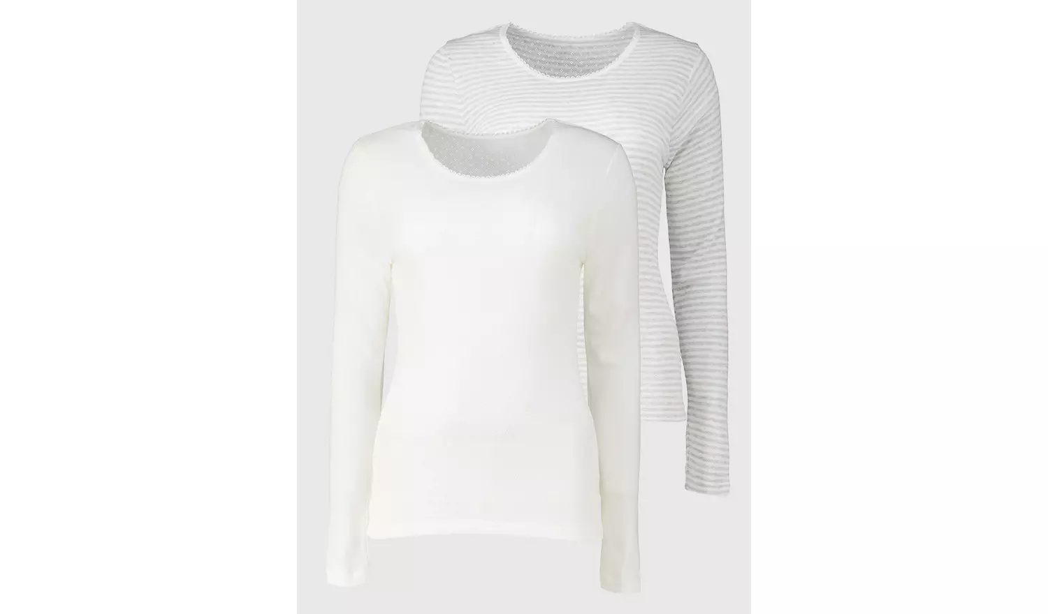 Grey & Cream Pointelle Long Sleeve Thermal Top 2 Pack - 8