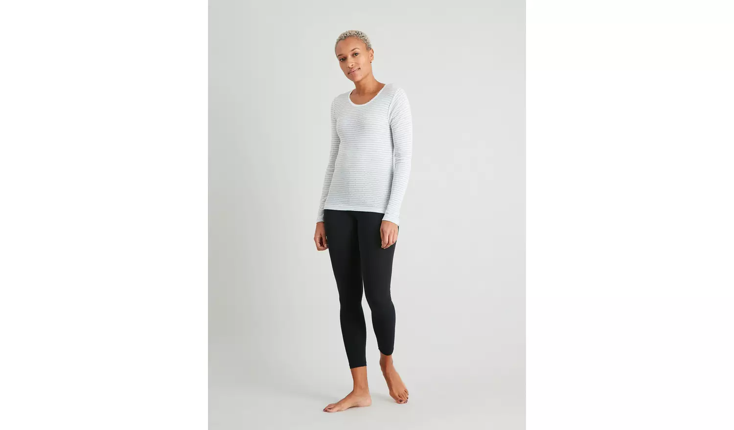 Grey & Cream Pointelle Long Sleeve Thermal Top 2 Pack - 22