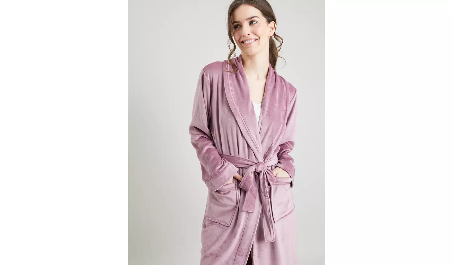 Mauve Velour Dressing Gown - XS