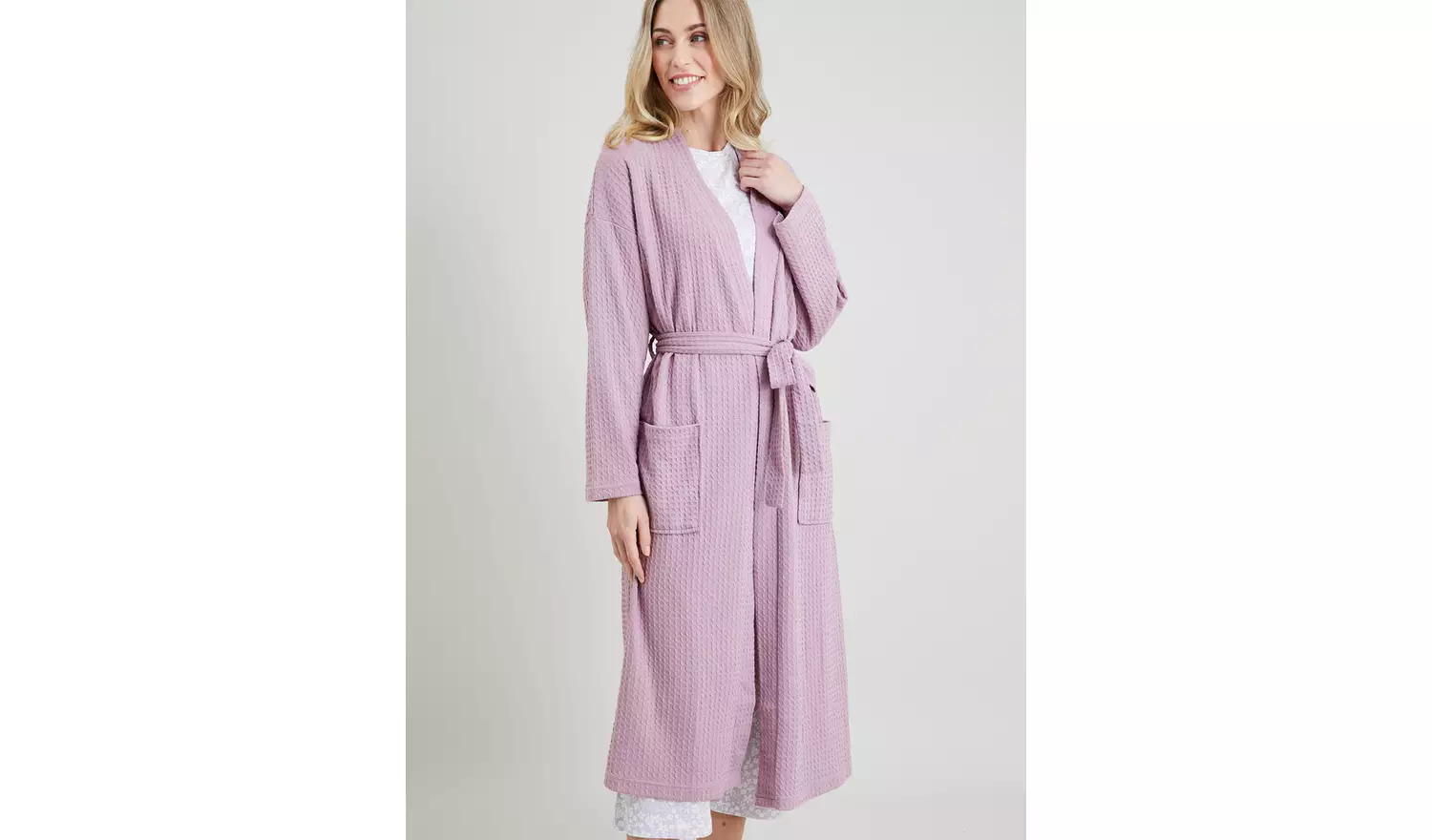 Mauve Waffle Dressing Gown - XS