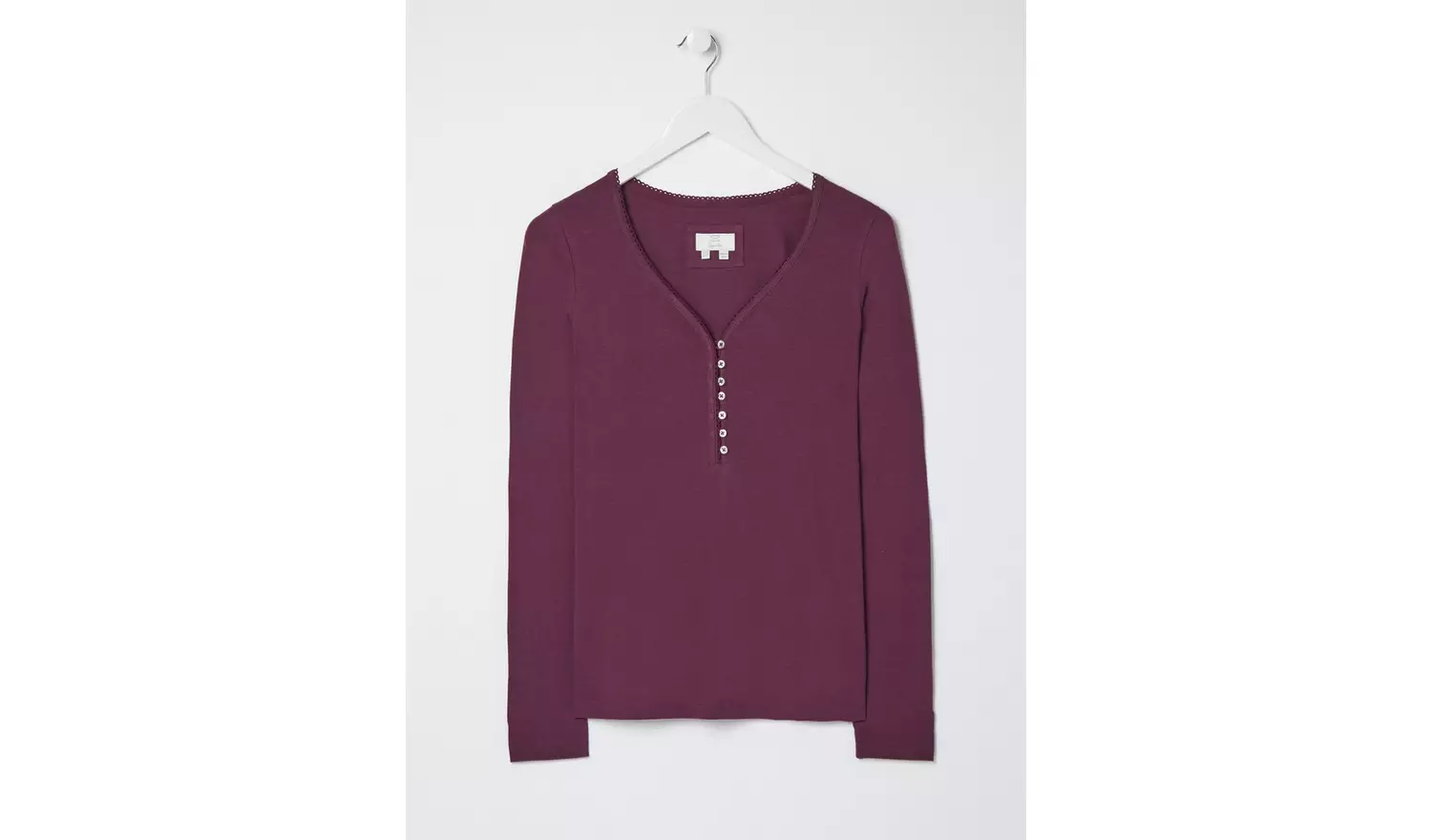 FATFACE Dark Purple Henley Pyjama Top - 18