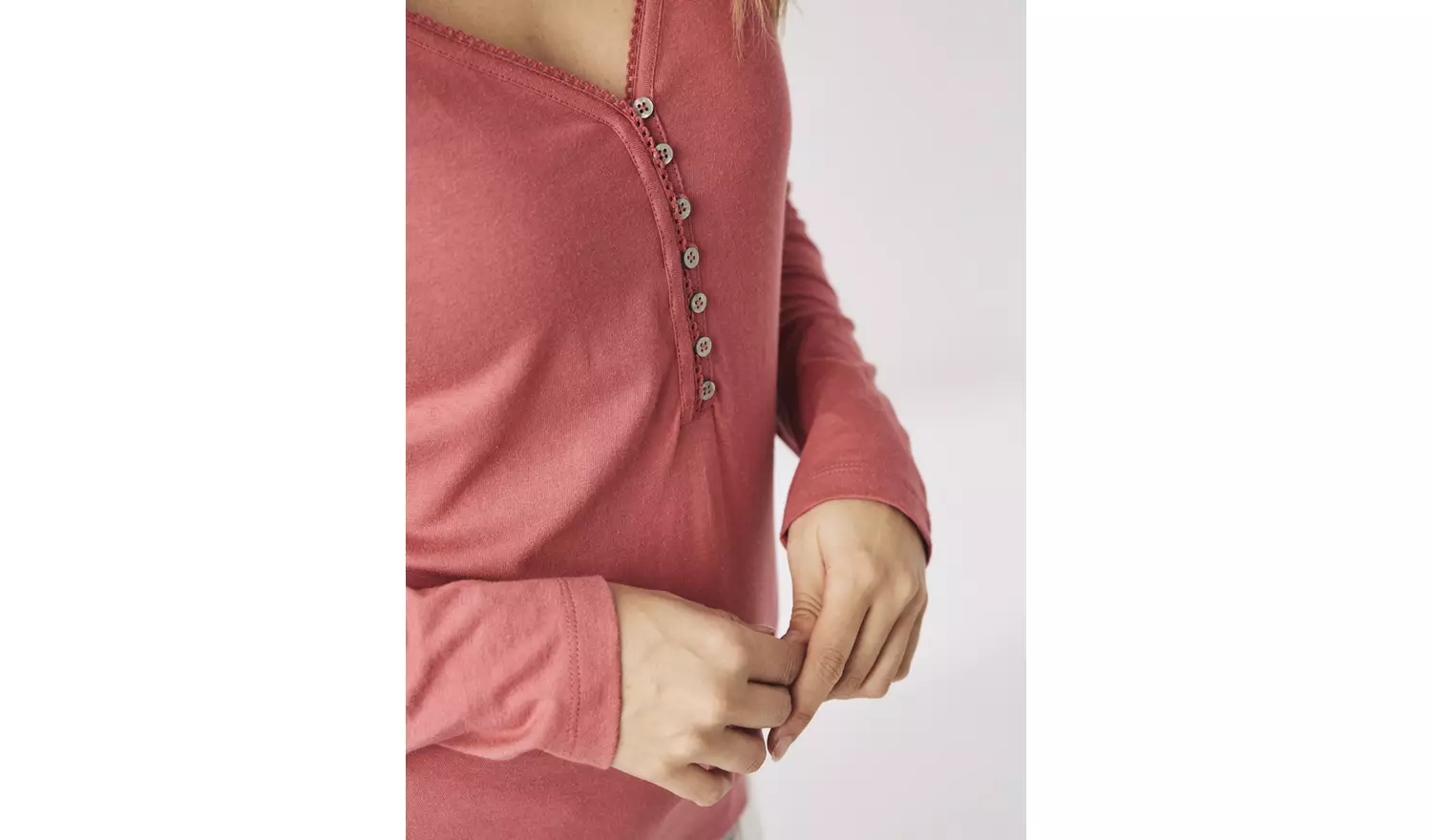 FATFACE Pink Henley Pyjama Top - 18