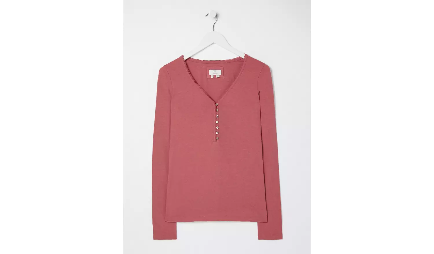 FATFACE Pink Henley Pyjama Top - 20