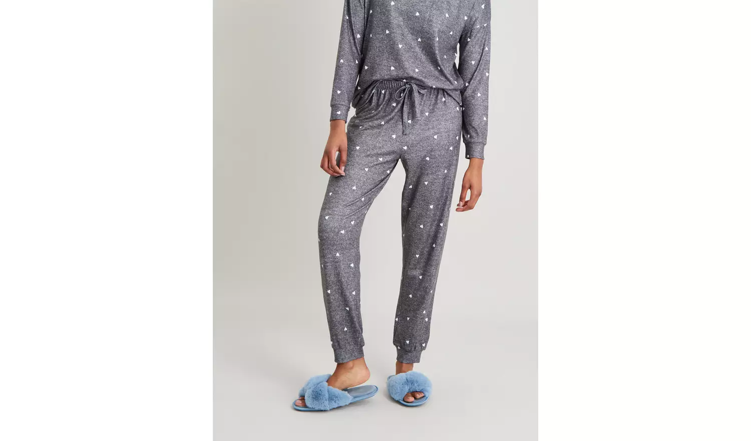 Charcoal Grey Heart Coord Pyjama Bottoms - 10