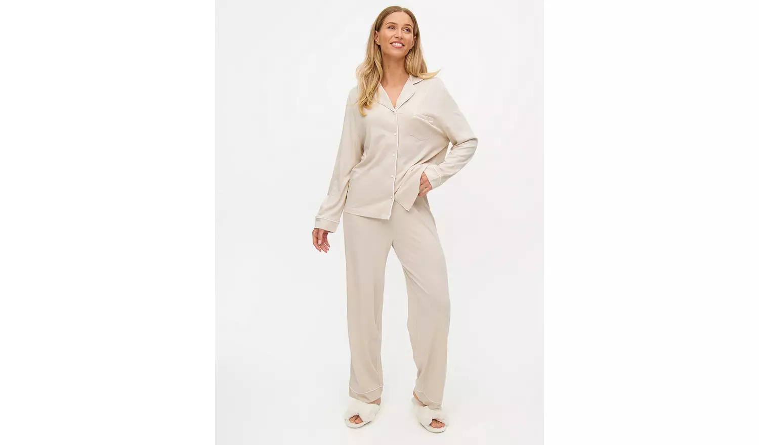 Taupe Jersey Long Sleeve Traditional Pyjamas XXL