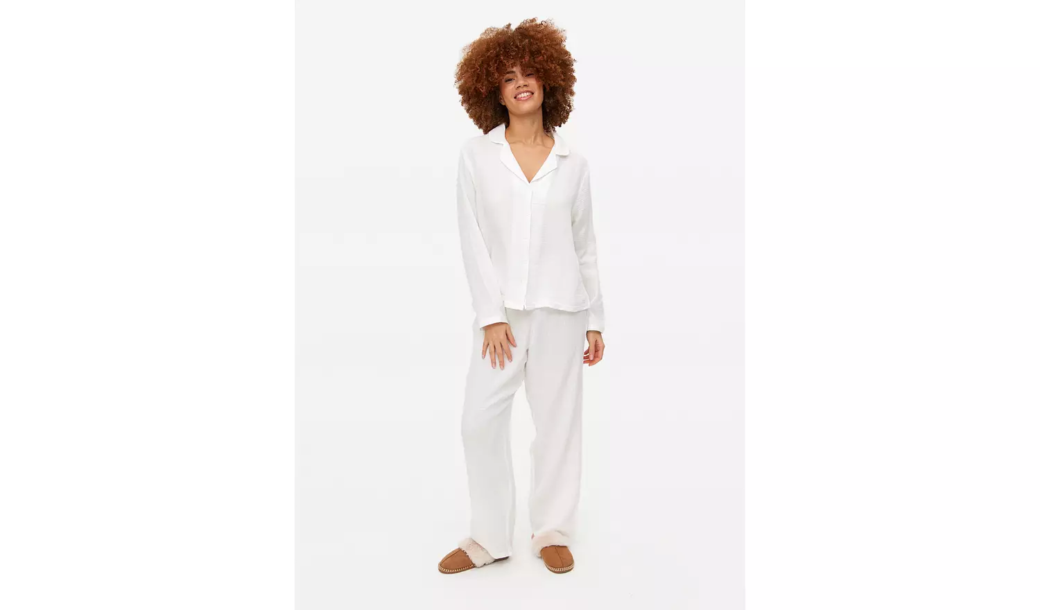 White Double Cloth Traditional Pyjamas L