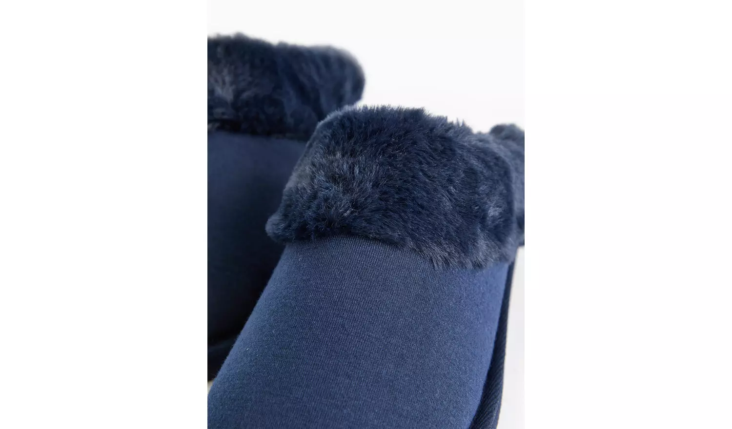 Navy Jersey Faux Fur Cuff Mule Slippers M
