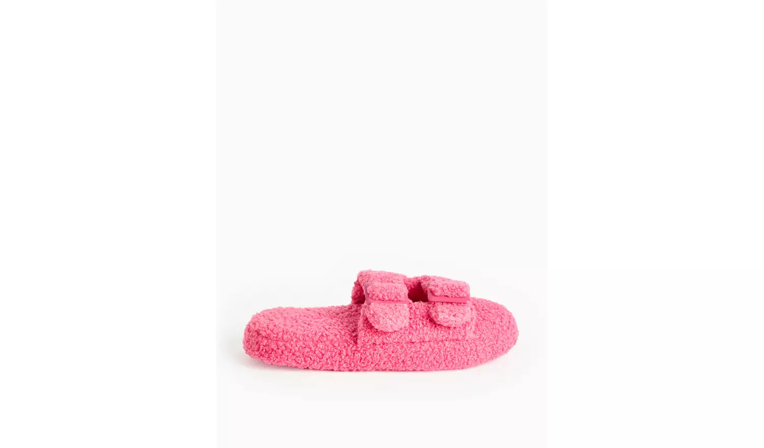 Pink Borg Double Strap Slippers M